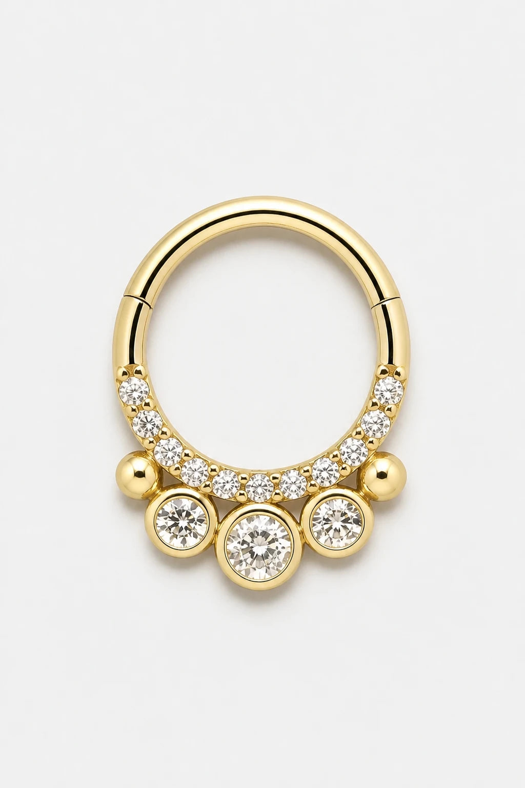 14k Gold Piercing Clicker mit Kugelstruktur · Yellow Gold · Studio 1/3 Guided