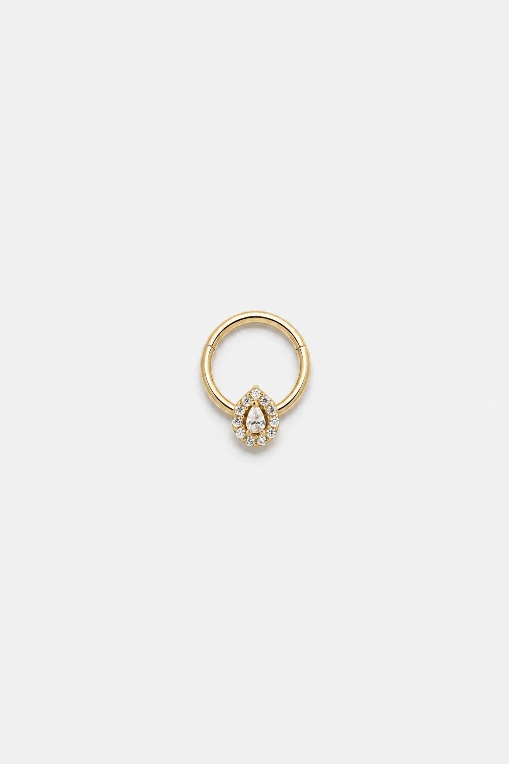 14k Gold Piercing Clicker mit Tropfen-Zirkonia · Yellow Gold · Studio 4/5 Wide