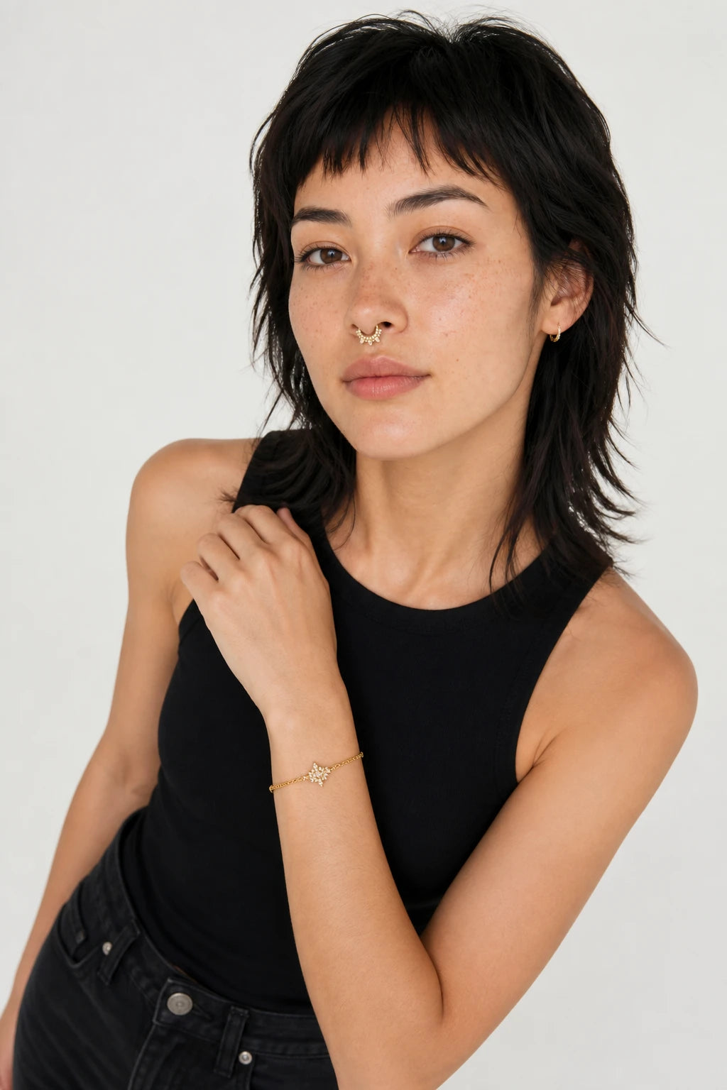 14k Gold Piercing Clicker mit Tropfen-Zirkonia · Yellow Gold · Septum 3/4 Direct High