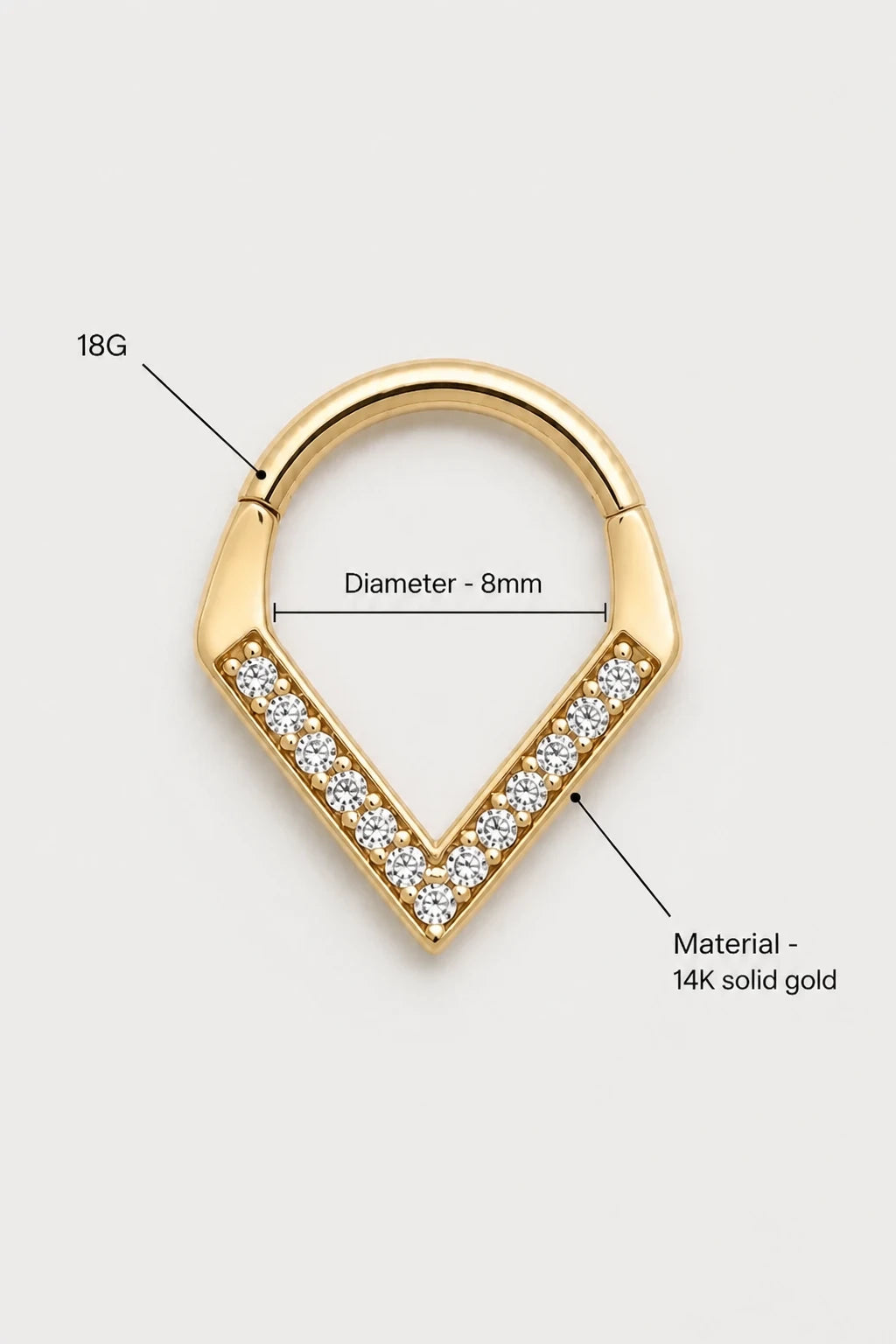 14k Gold Piercing Clicker mit V-Form · Yellow Gold · Studio 3/3 Specs