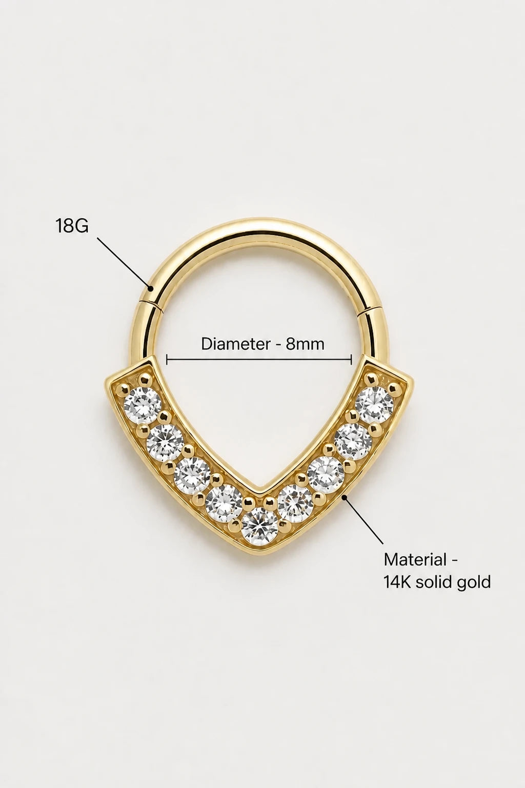 14k Gold Piercing Clicker mit V-Form · Yellow Gold · Studio 3/3 Specs