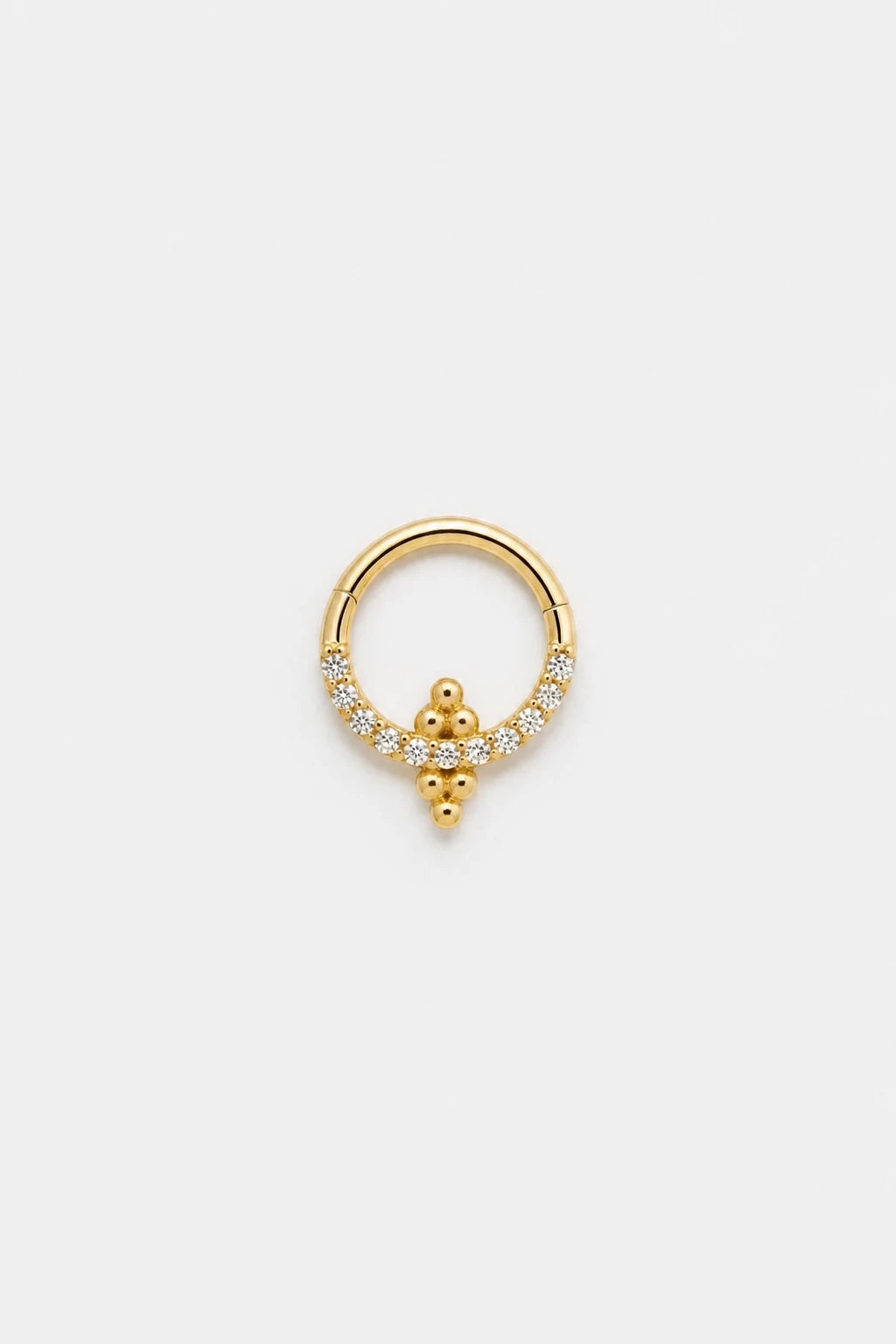 14k Gold Piercing Clicker mit Zirkonia-Cluster · Yellow Gold · Studio 4/5 Wide