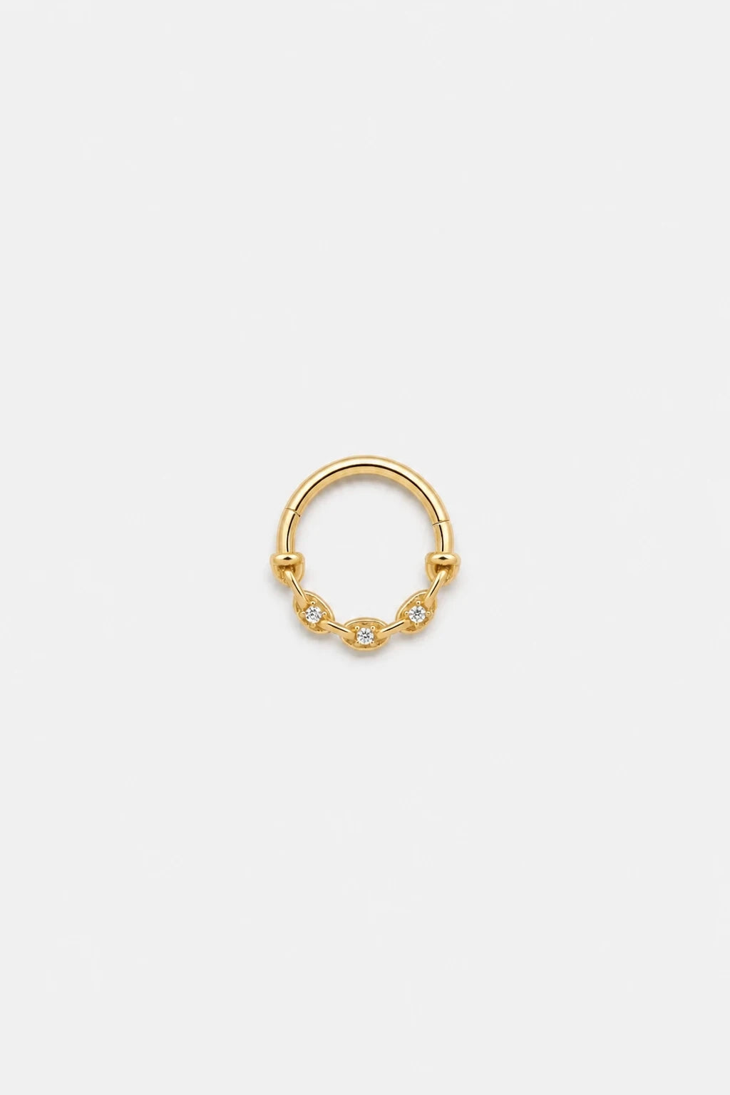 14k Gold Piercing Clicker mit klaren Zirkonia · Yellow Gold · Studio 4/5 Wide