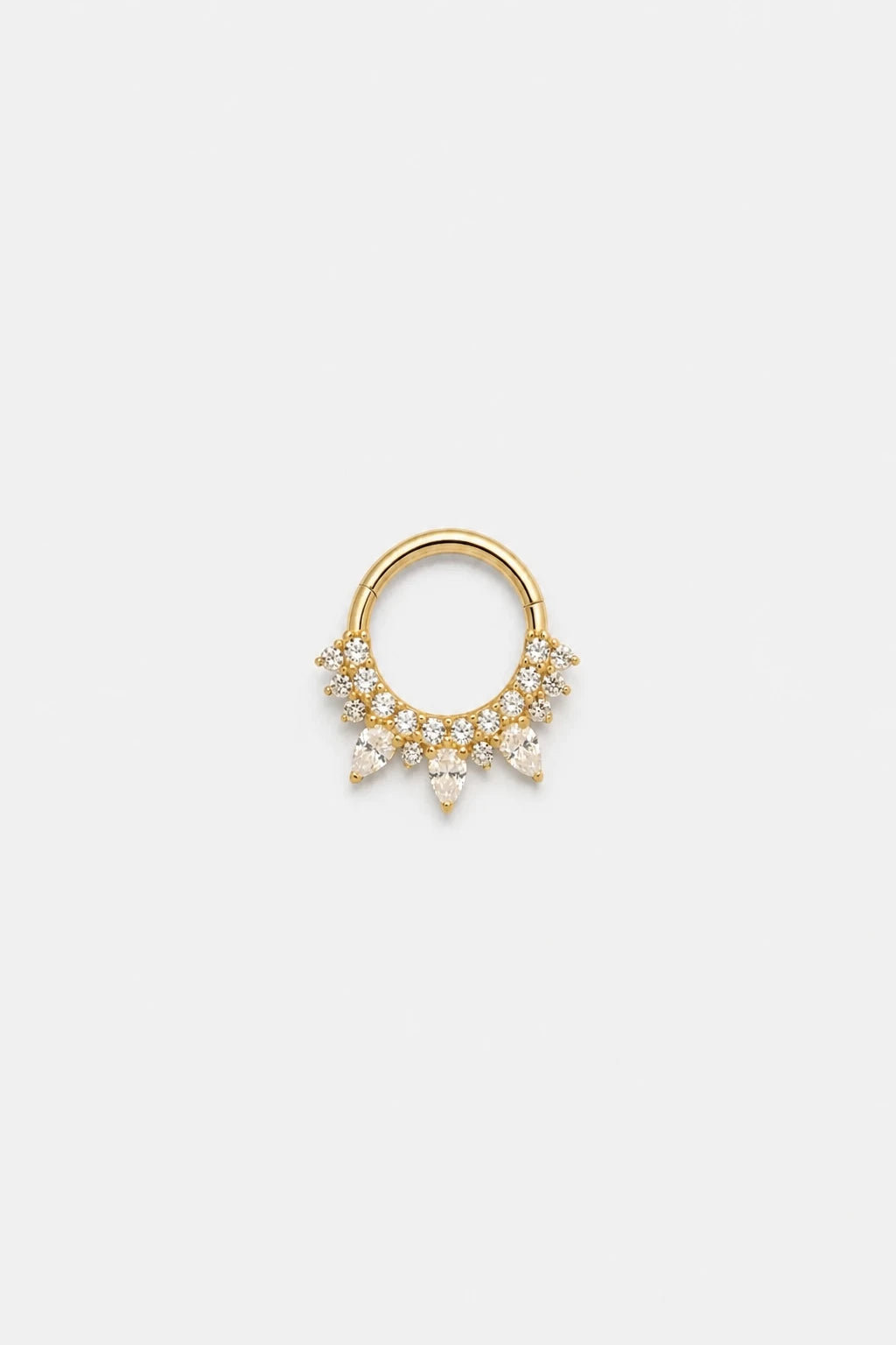 14k Gold Piercing Clicker mit Tropfen-Zirkonia · Yellow Gold · Studio 4/5 Wide