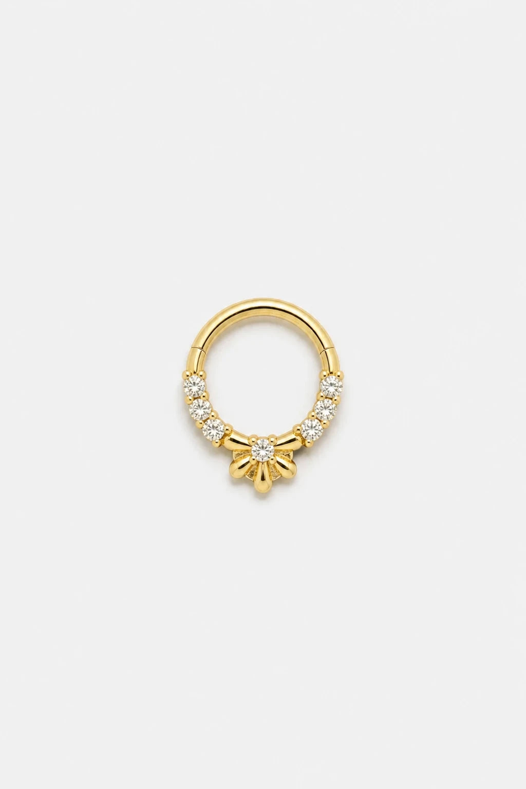 14k Gold Piercing Clicker mit Blütenmotiv · Yellow Gold · Studio 4/5 Wide