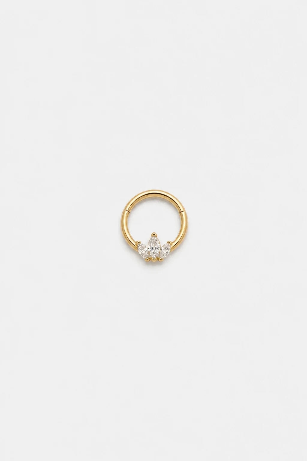 14k Gold Piercing Clicker mit drei Marquise-Zirkonia · Yellow Gold · Studio 4/5 Wide