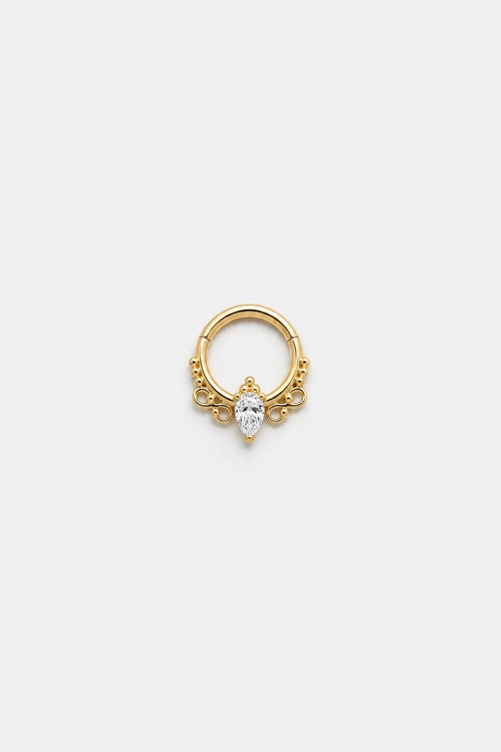14k Gold Piercing Clicker mit Tropfen-Zirkonia · Yellow Gold · Studio 4/5 Wide