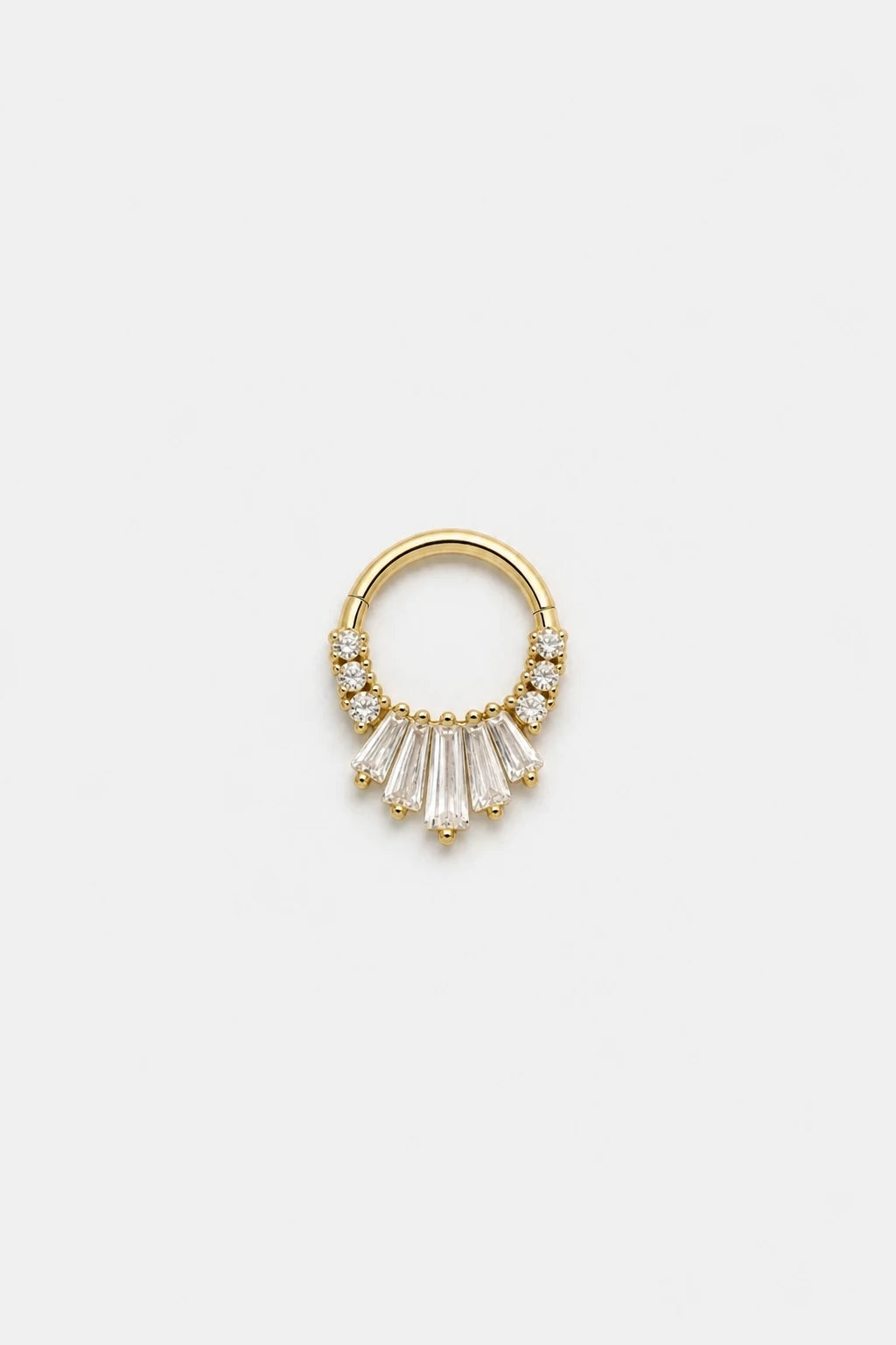 14k Gold Piercing Clicker mit Baguette-Zirkonia · Yellow Gold · Studio 4/5 Wide