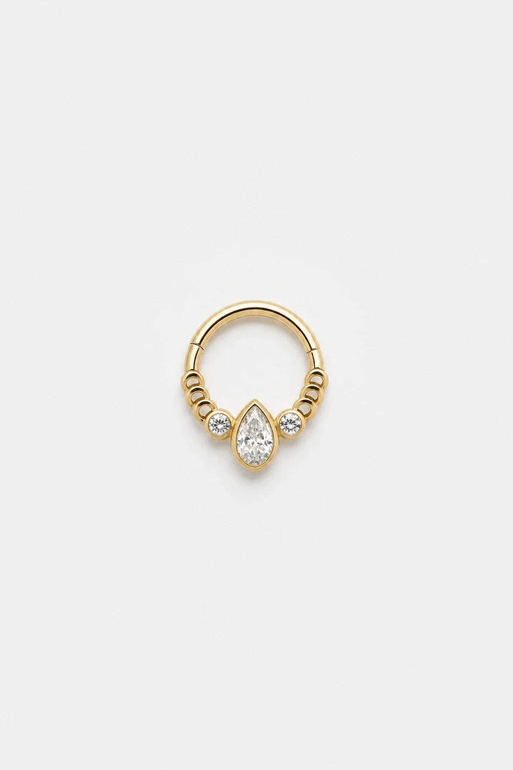 14k Gold Piercing Clicker mit Tropfen-Zirkonia · Yellow Gold · Studio 4/5 Wide