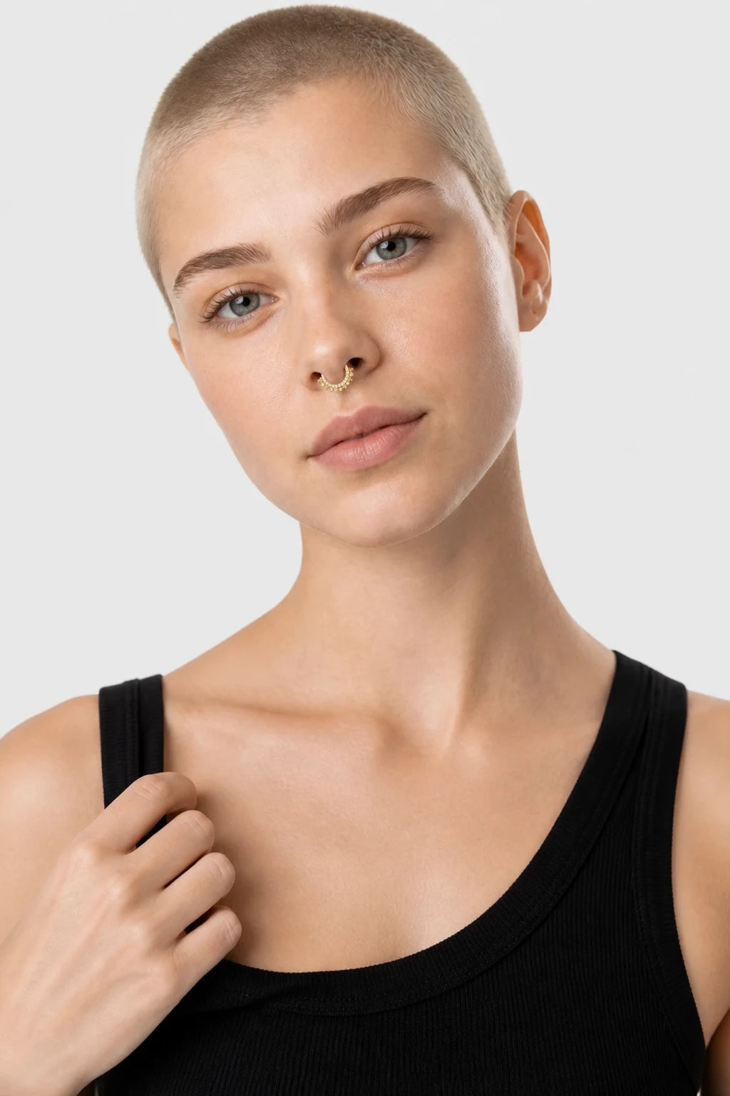 14k Gold Piercing Clicker mit Zirkonia-Cluster · Yellow Gold · Septum 2/4 Direct Eye