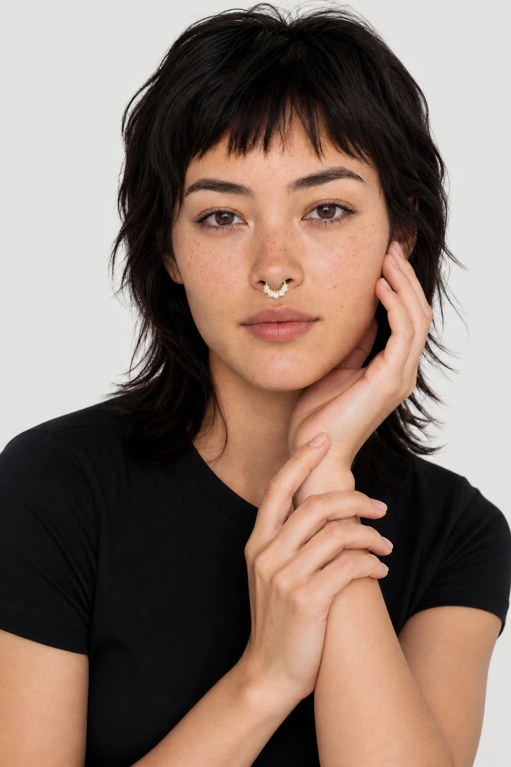 14k Gold Piercing Clicker mit Baguette-Zirkonia · Yellow Gold · Septum 2/4 Direct Eye