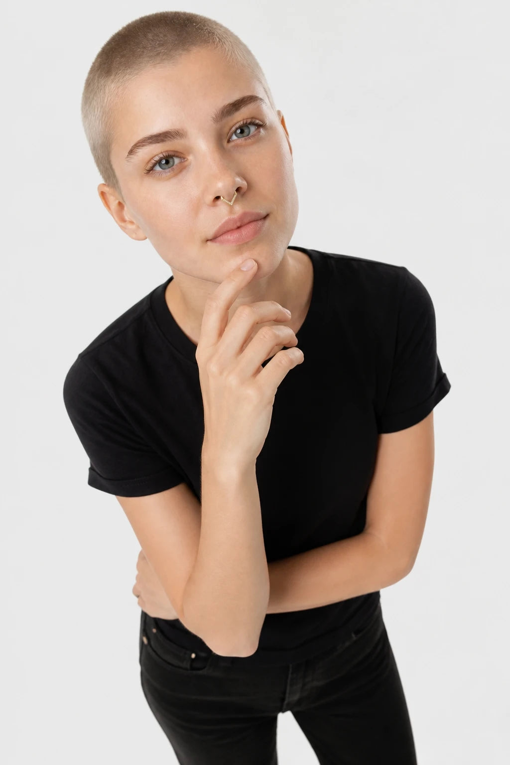 14k Gold Piercing Clicker mit V-Form · Yellow Gold · Septum 3/4 Direct High
