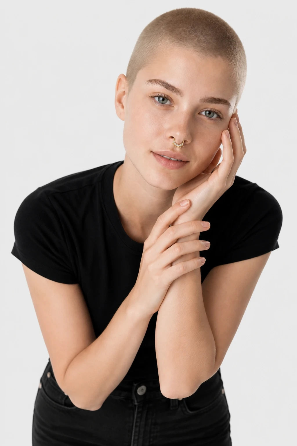 14k Gold Piercing Clicker mit klaren Zirkonia · Yellow Gold · Septum 3/4 Direct High