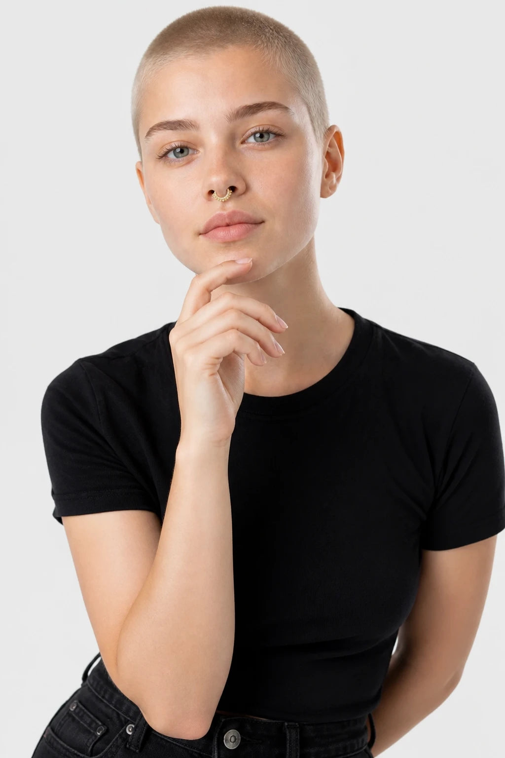 14k Gold Piercing Clicker mit Zirkonia-Cluster · Yellow Gold · Septum 3/4 Direct High