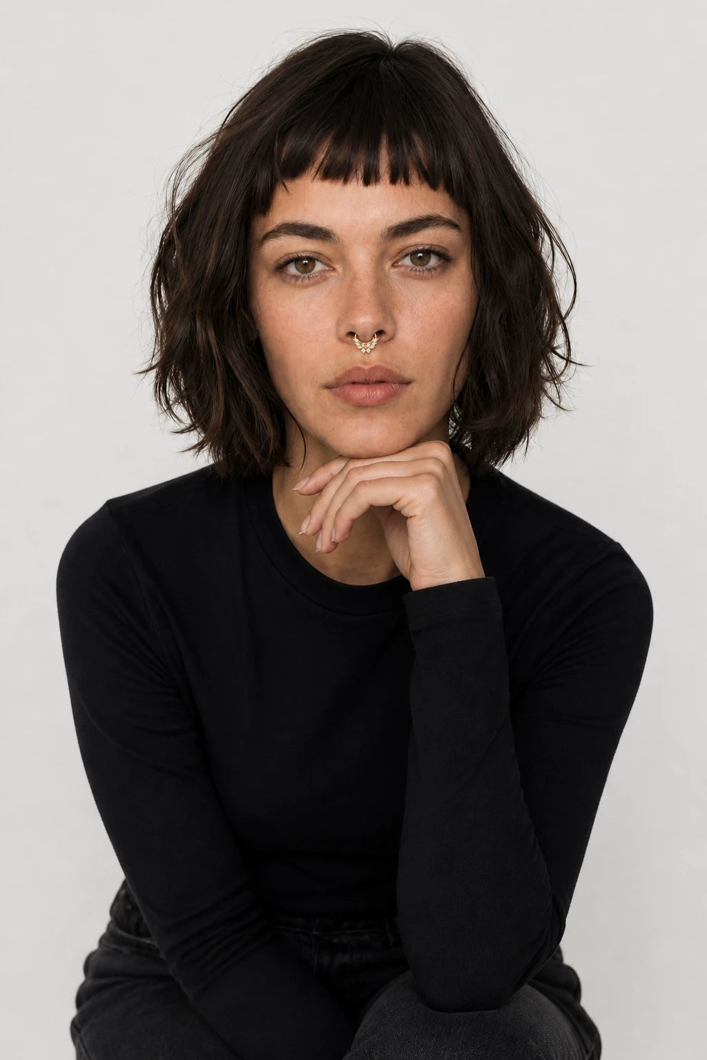 14k Gold Piercing Clicker mit Blütenmotiv · Yellow Gold · Septum 3/4 Direct High