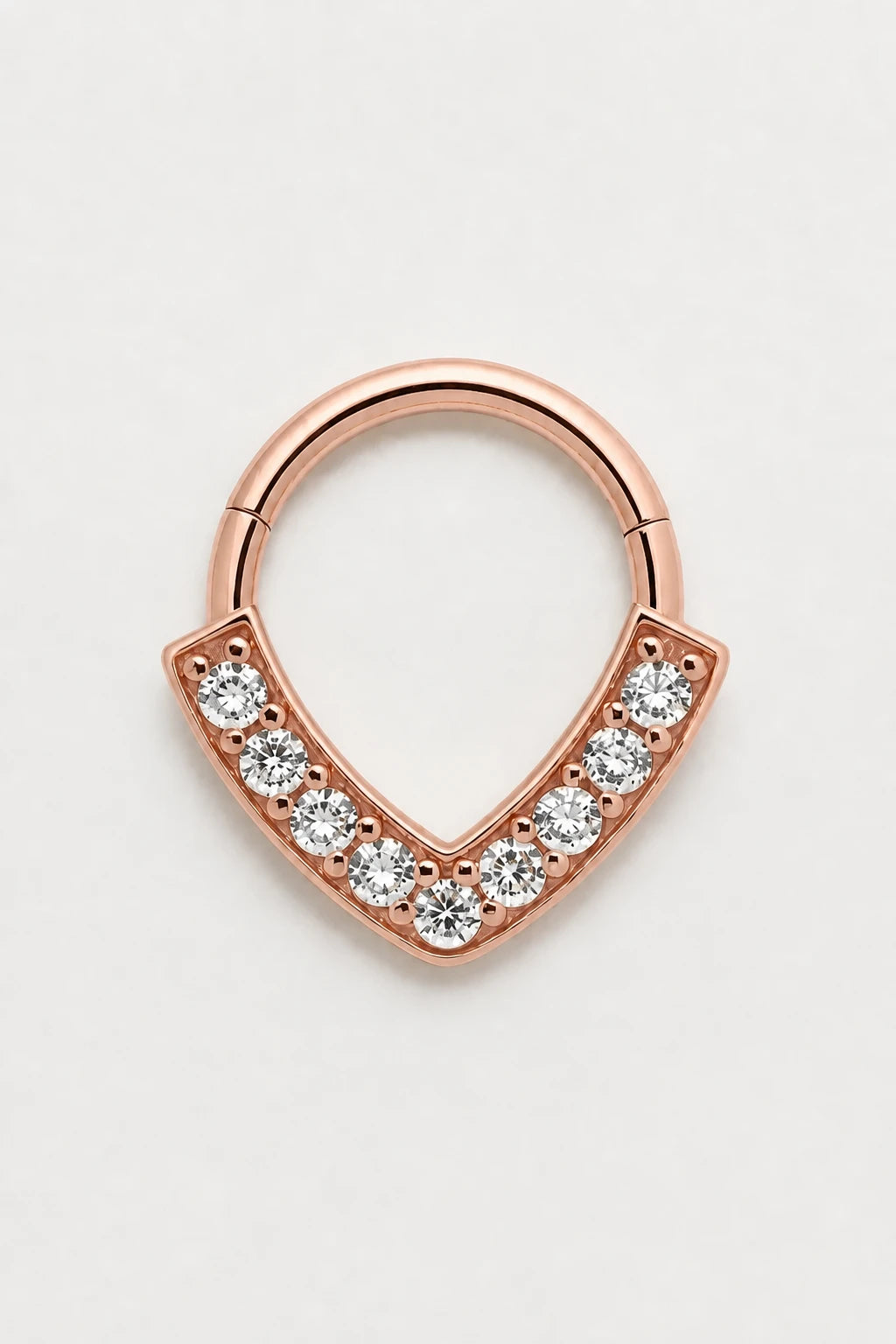 14k Gold Piercing Clicker mit V-Form · Rose Gold · Studio 1/3 Guided