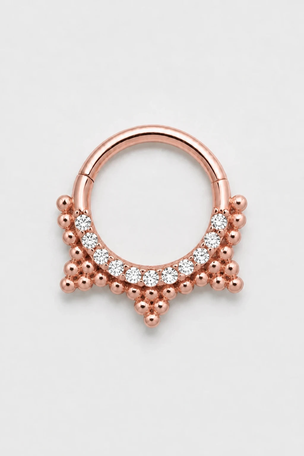 14k Gold Piercing Clicker mit Kugelstruktur · Rose Gold · Studio 1/3 Guided