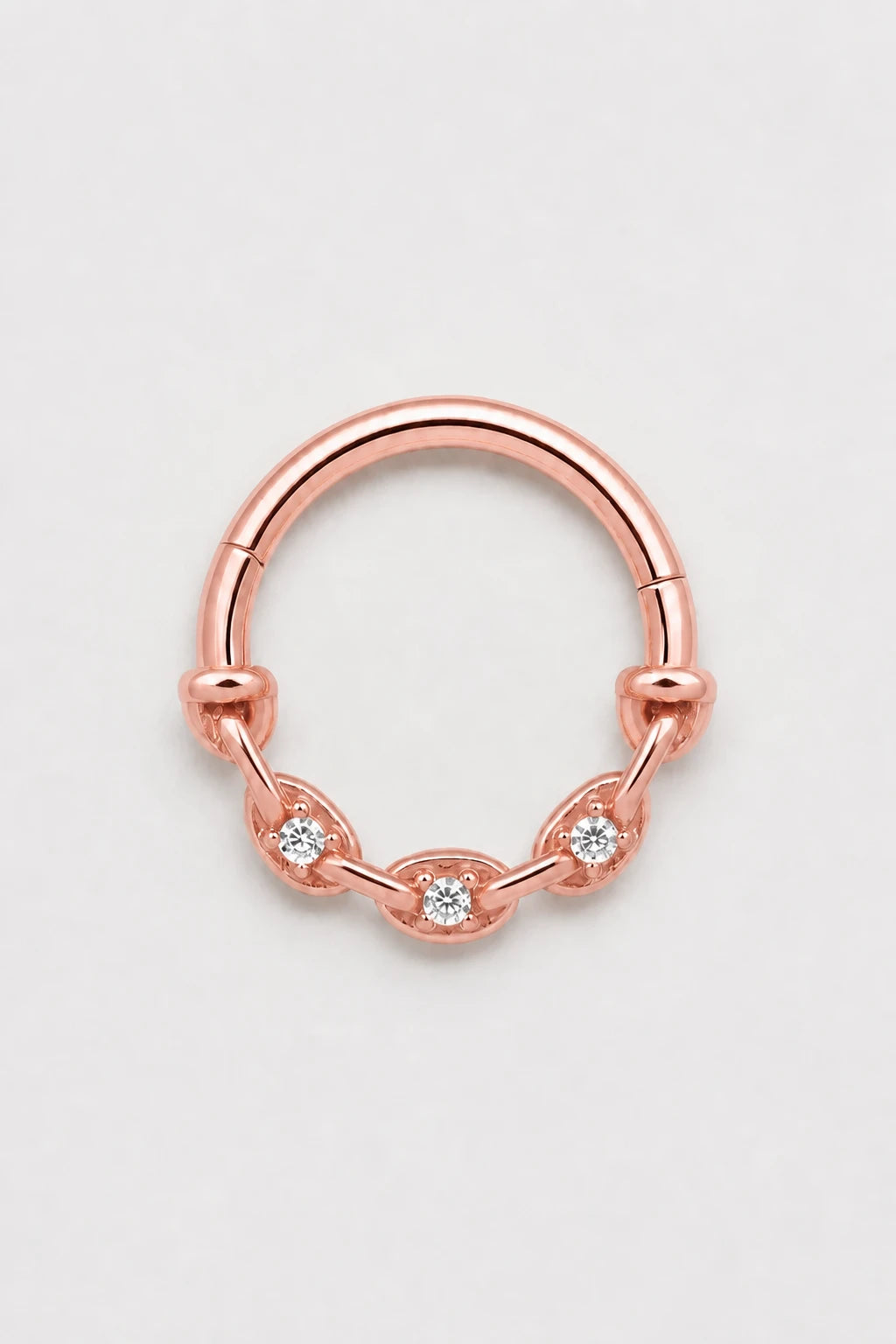14k Gold Piercing Clicker mit klaren Zirkonia · Rose Gold · Studio 1/3 Guided