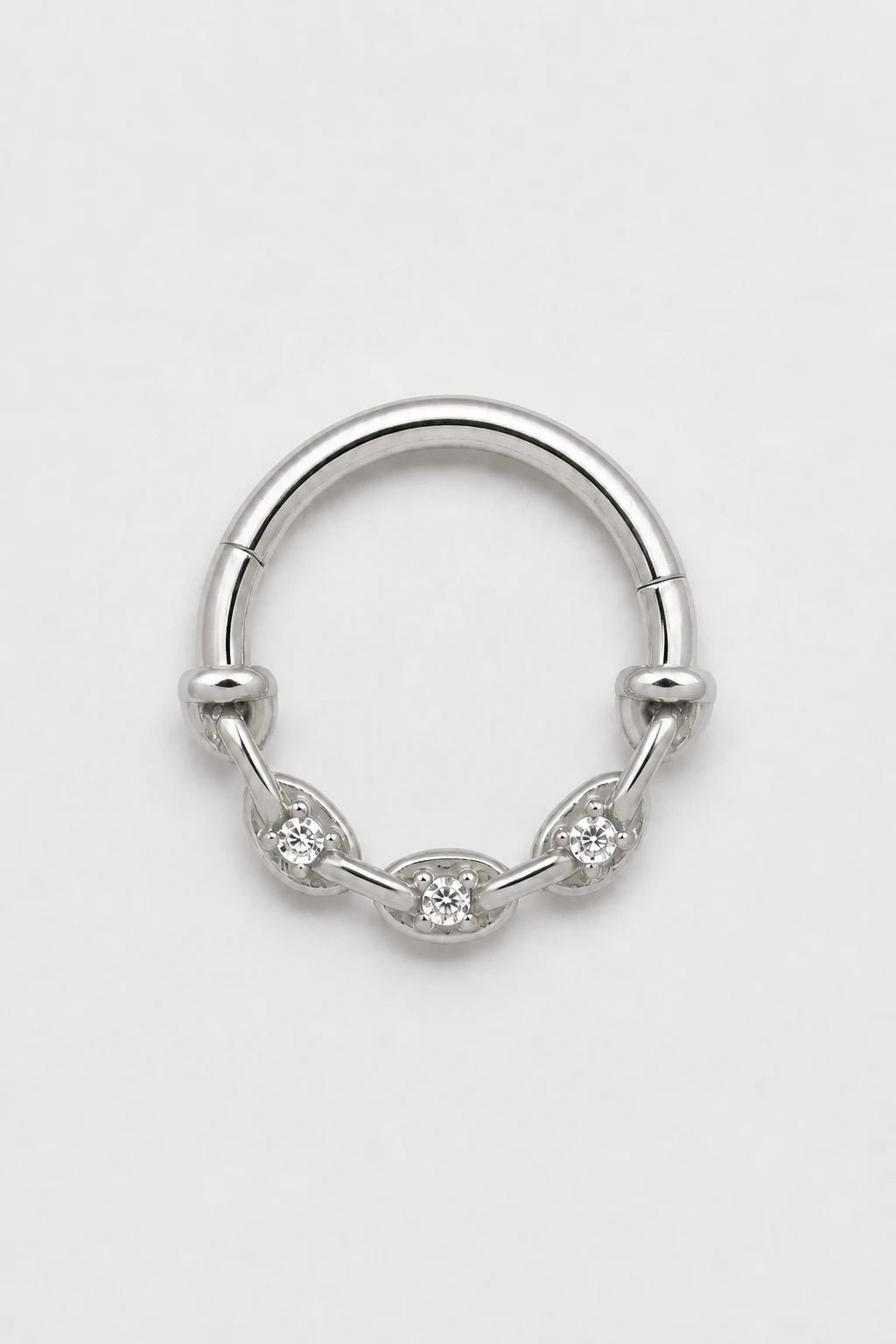 14k Gold Piercing Clicker mit klaren Zirkonia · White Gold · Studio 1/3 Guided