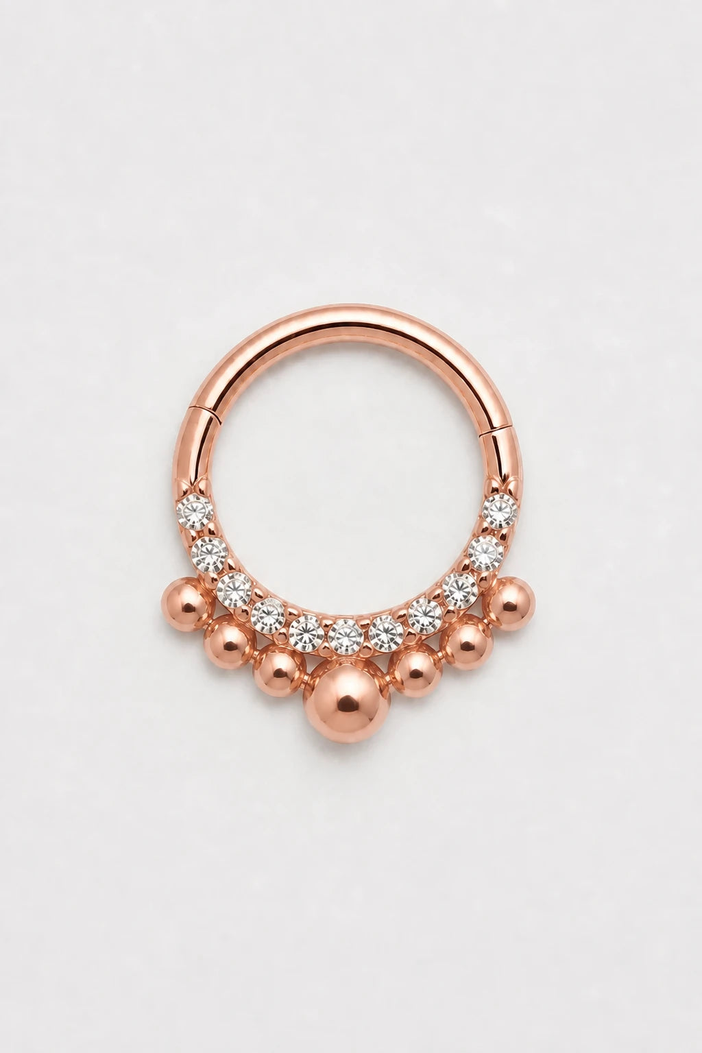 14k Gold Piercing Clicker mit Zirkonia-Cluster · Rose Gold · Studio 1/3 Guided