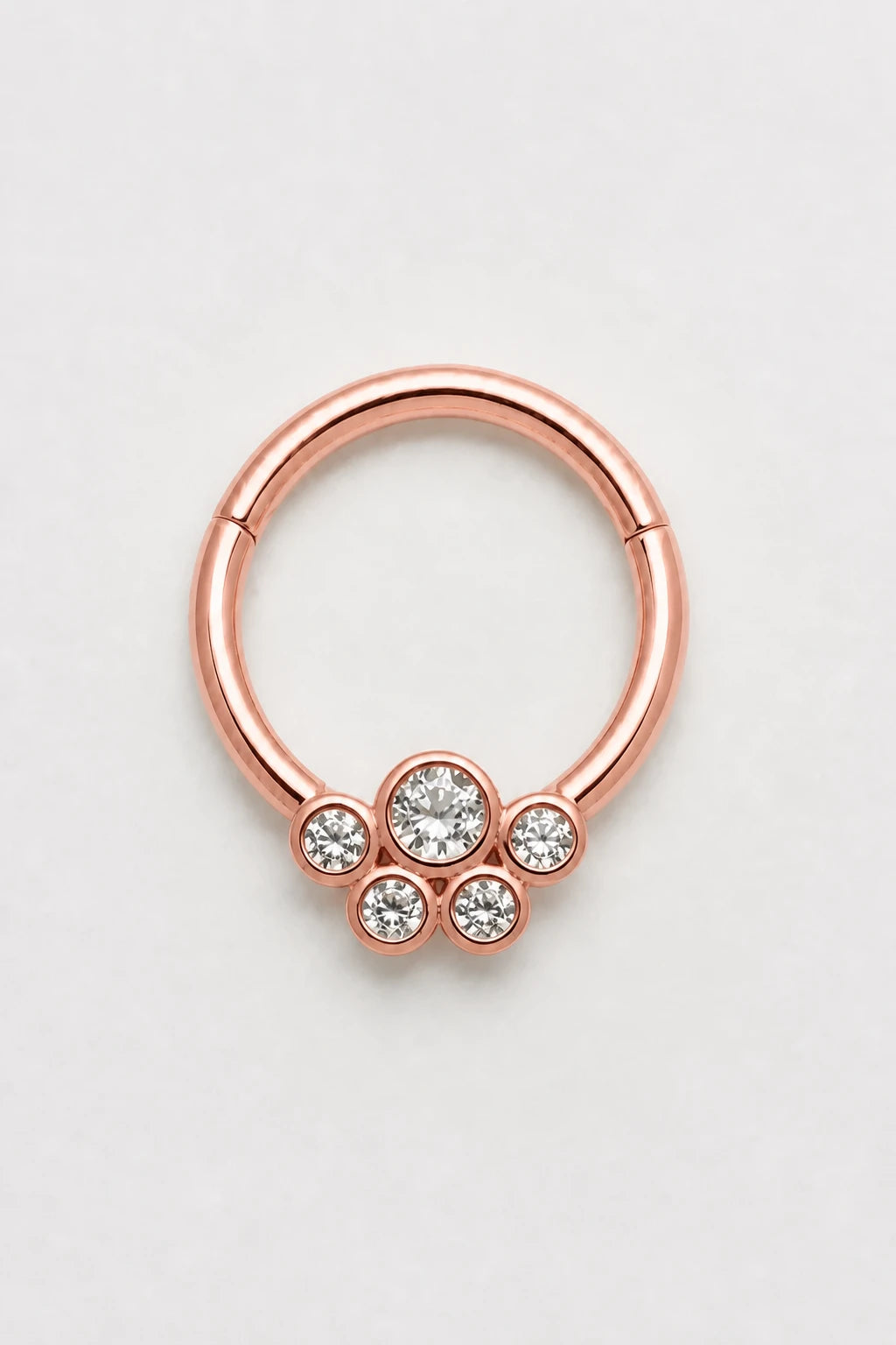 14k Gold Piercing Clicker mit Zirkonia-Cluster · Rose Gold · Studio 1/3 Guided