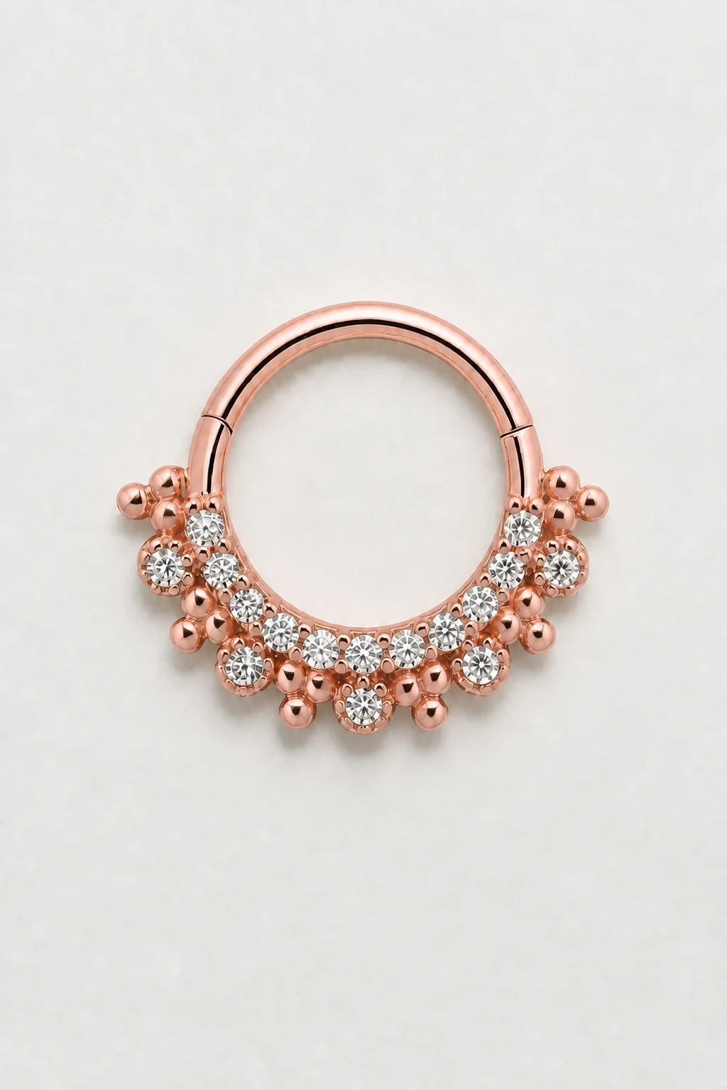 14k Gold Piercing Clicker mit Zirkonia-Cluster · Rose Gold · Studio 1/3 Guided