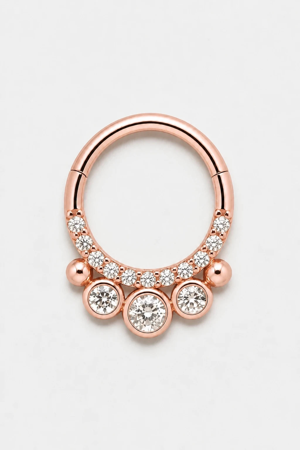 14k Gold Piercing Clicker mit Kugelstruktur · Rose Gold · Studio 1/3 Guided