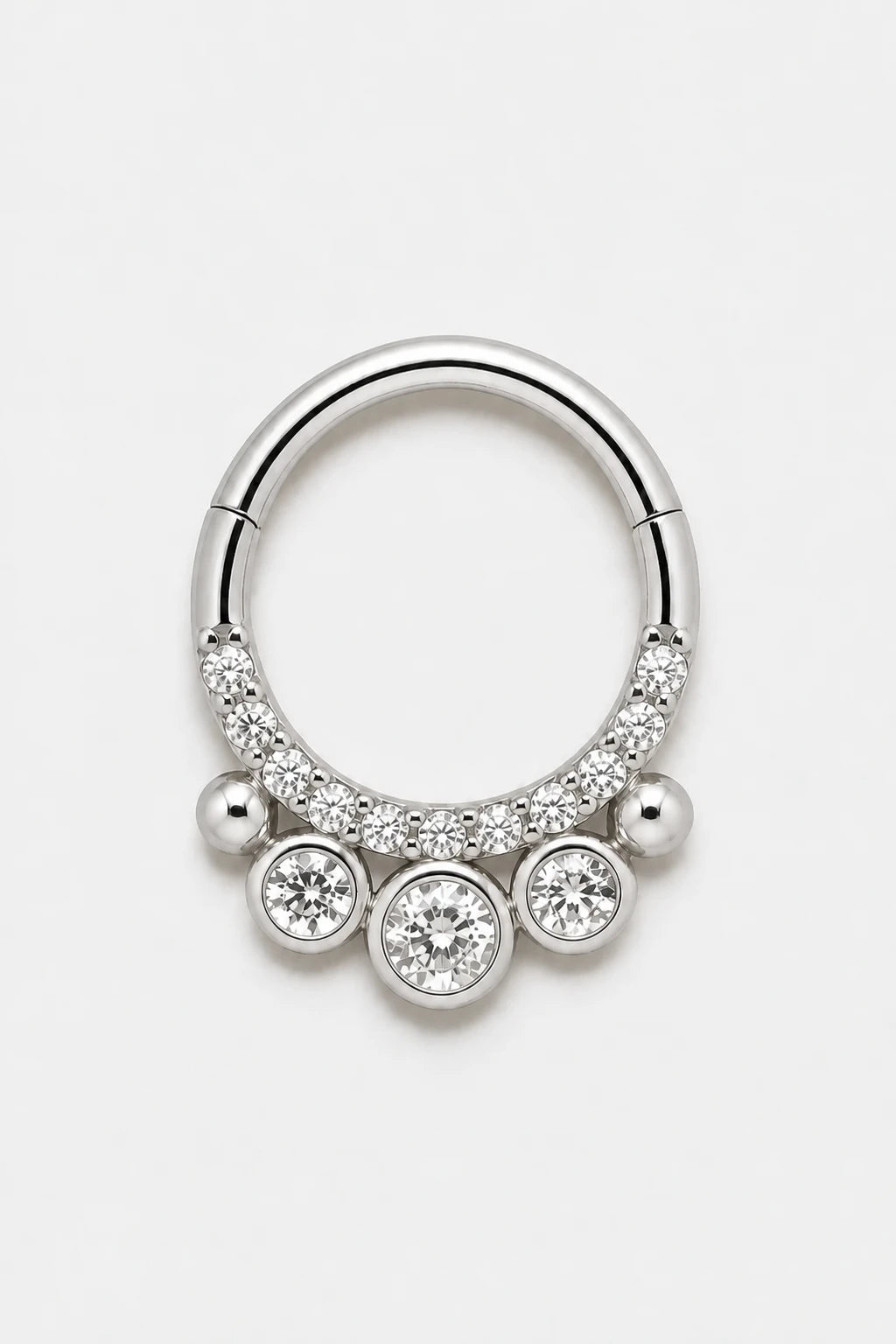 14k Gold Piercing Clicker mit Kugelstruktur · White Gold · Studio 1/3 Guided