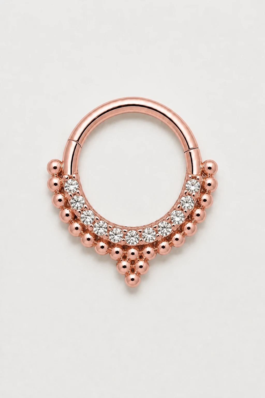 14k Gold Piercing Clicker mit Kugelstruktur · Rose Gold · Studio 1/3 Guided