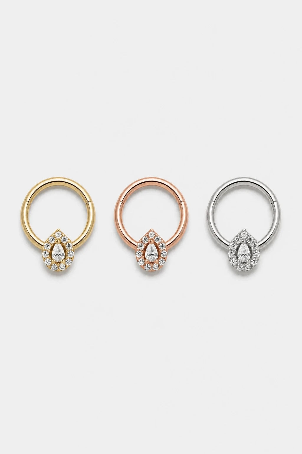 14k Gold Piercing Clicker mit Tropfen-Zirkonia · Yellow Gold · Studio 5/5 Colorways