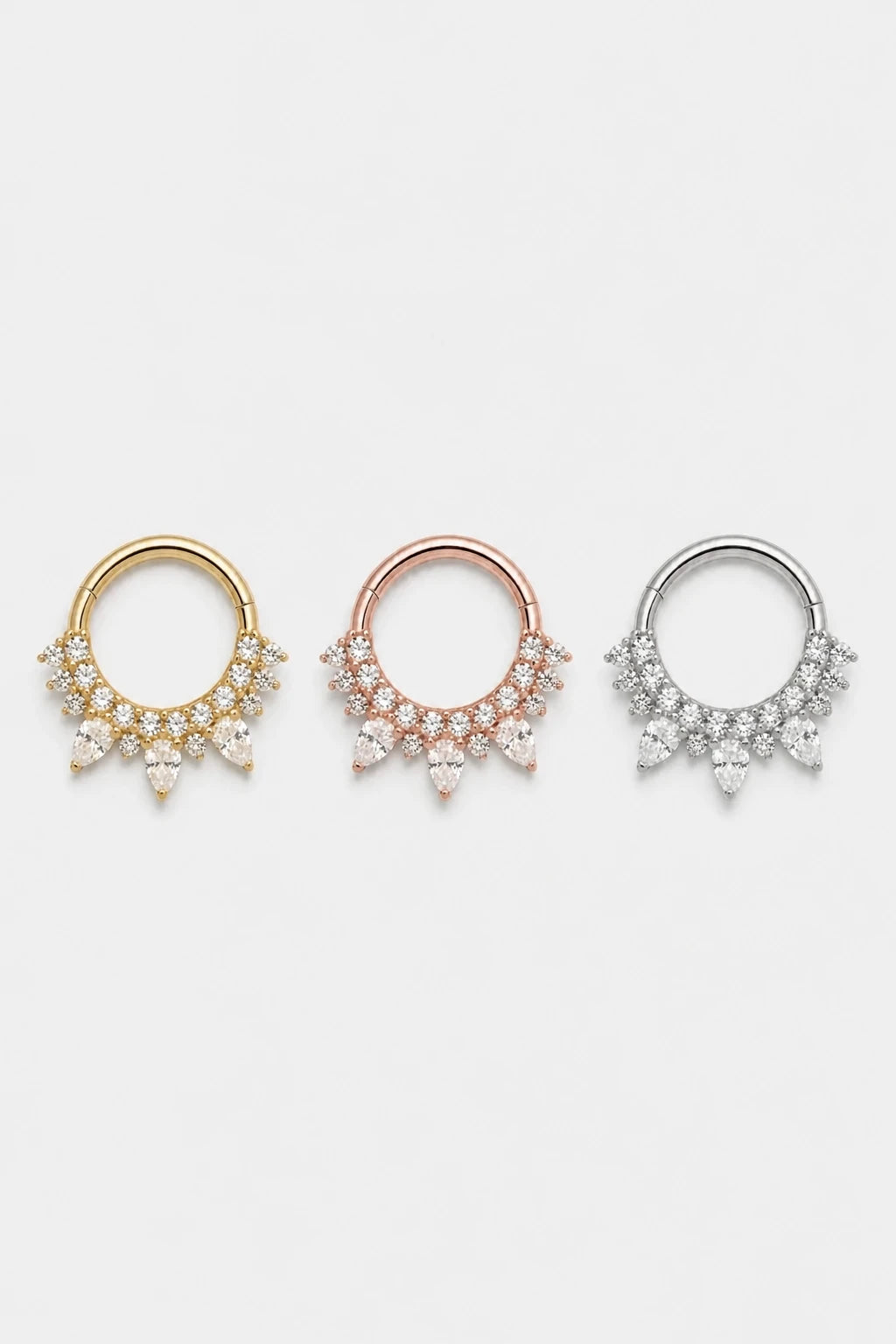 14k Gold Piercing Clicker mit Tropfen-Zirkonia · Yellow Gold · Studio 5/5 Colorways