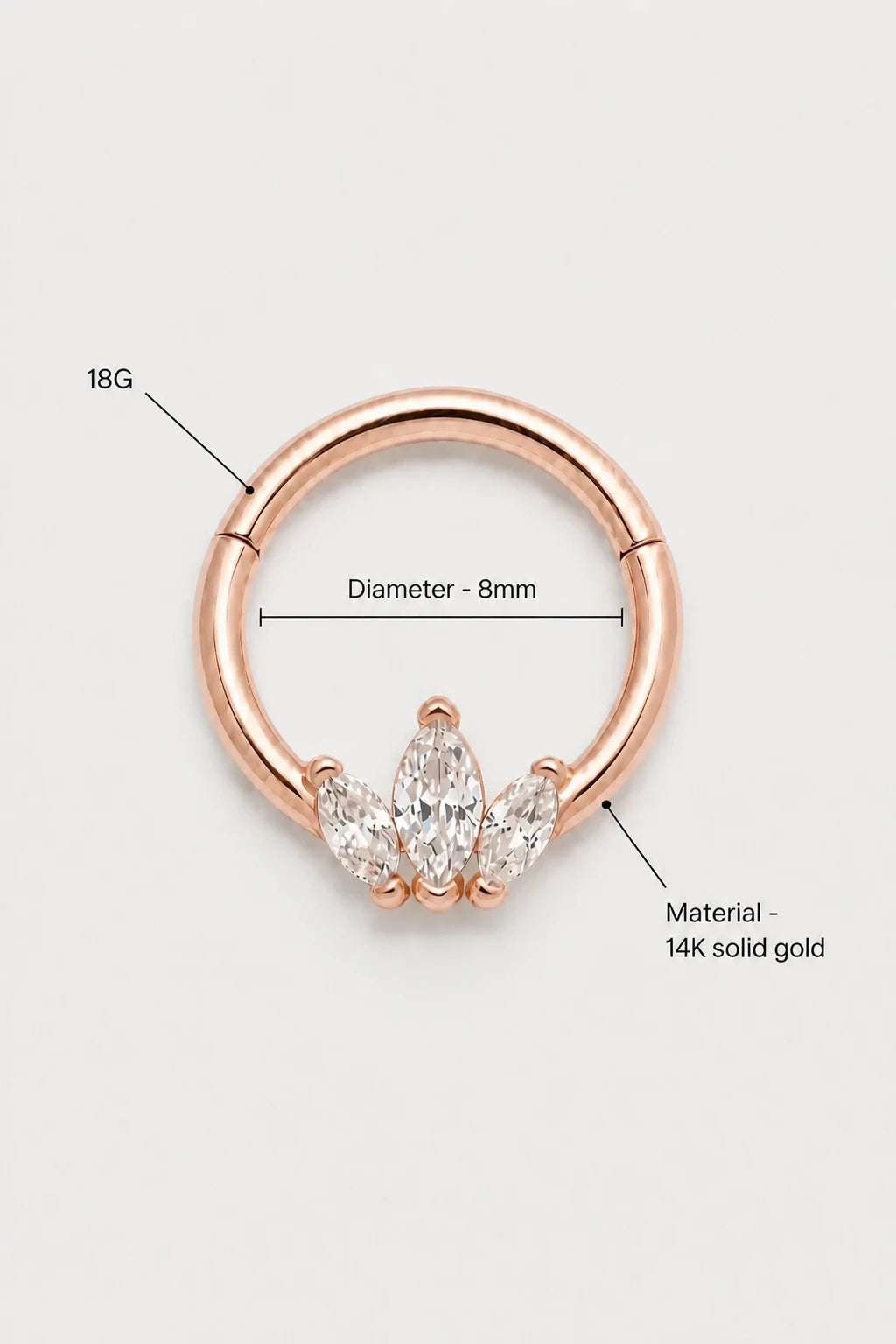 Marquise Trio Clicker · Rose Gold · Studio 3/3 Specs