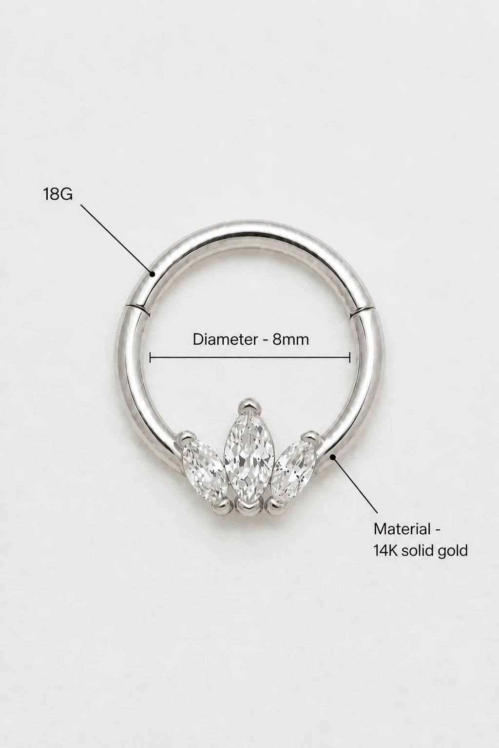 Marquise Trio Clicker · White Gold · Studio 3/3 Specs