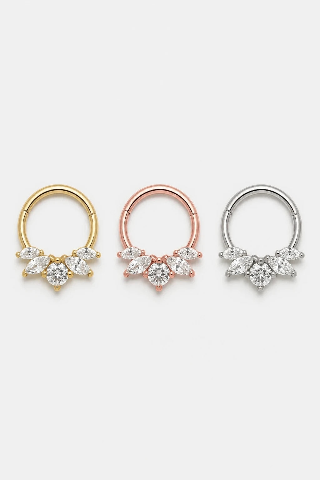 14k Gold Piercing Clicker mit Marquise-Zirkonia · Yellow Gold · Studio 5/5 Colorways
