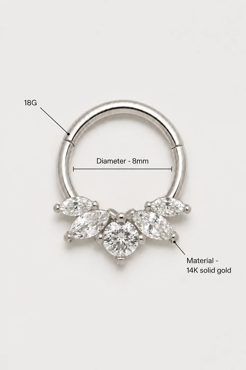 Marquise Cluster Clicker · White Gold · Studio 3/3 Specs