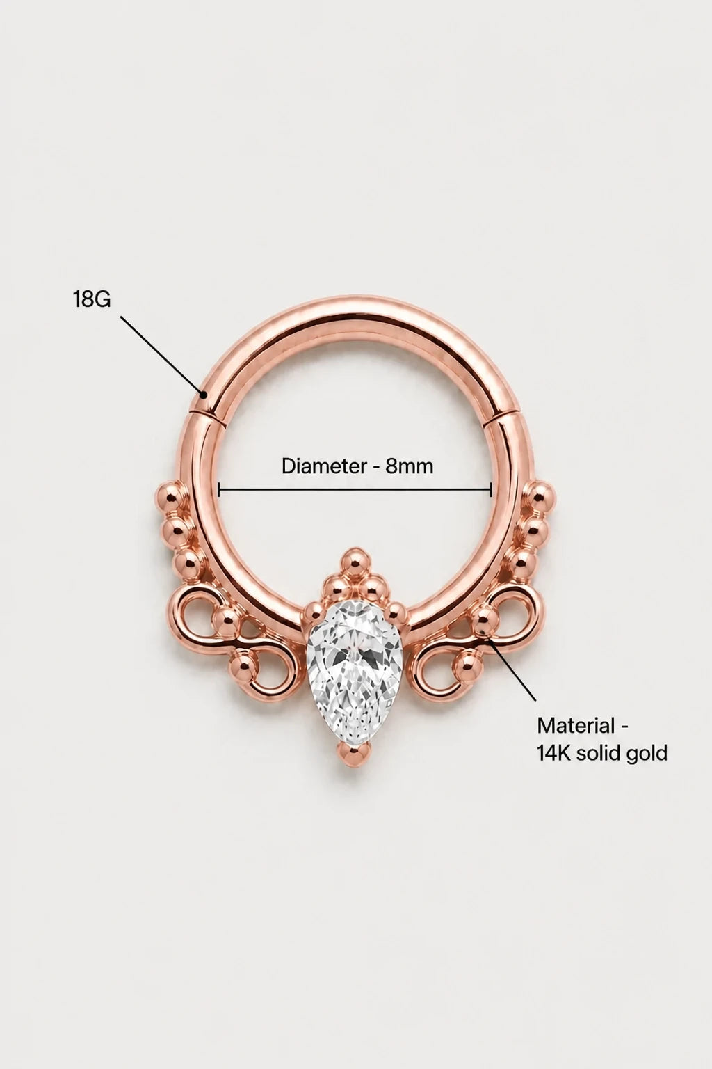 Filigree Drop Clicker · Rose Gold · Studio 3/3 Specs