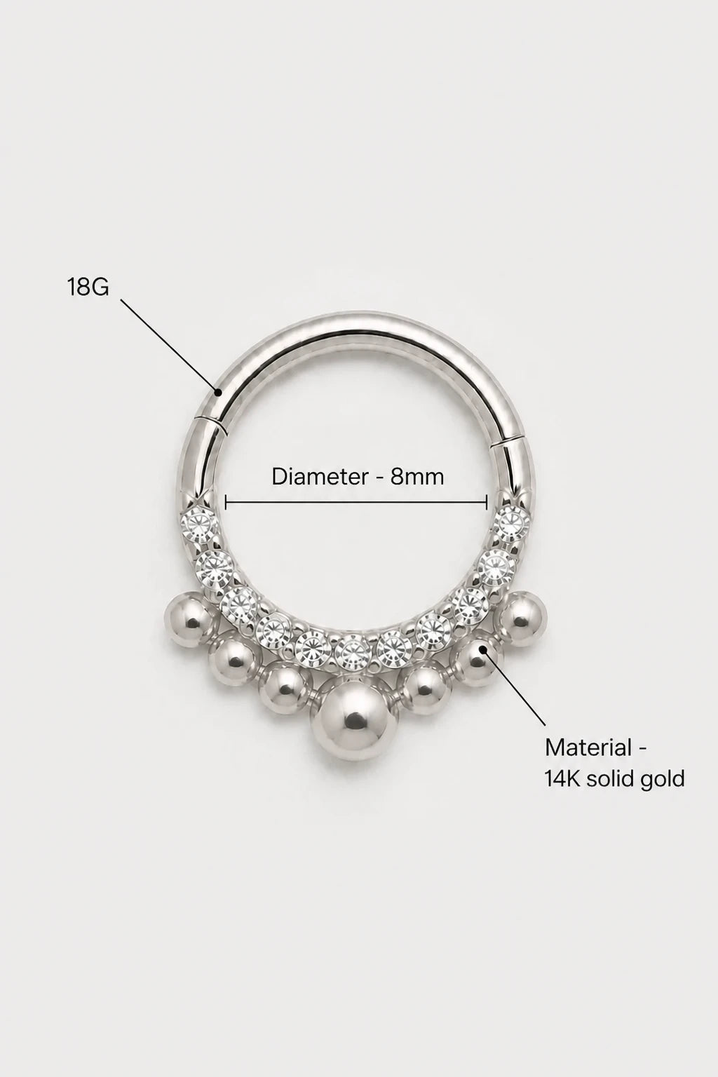 Beaded Pavé Clicker · White Gold · Studio 3/3 Specs