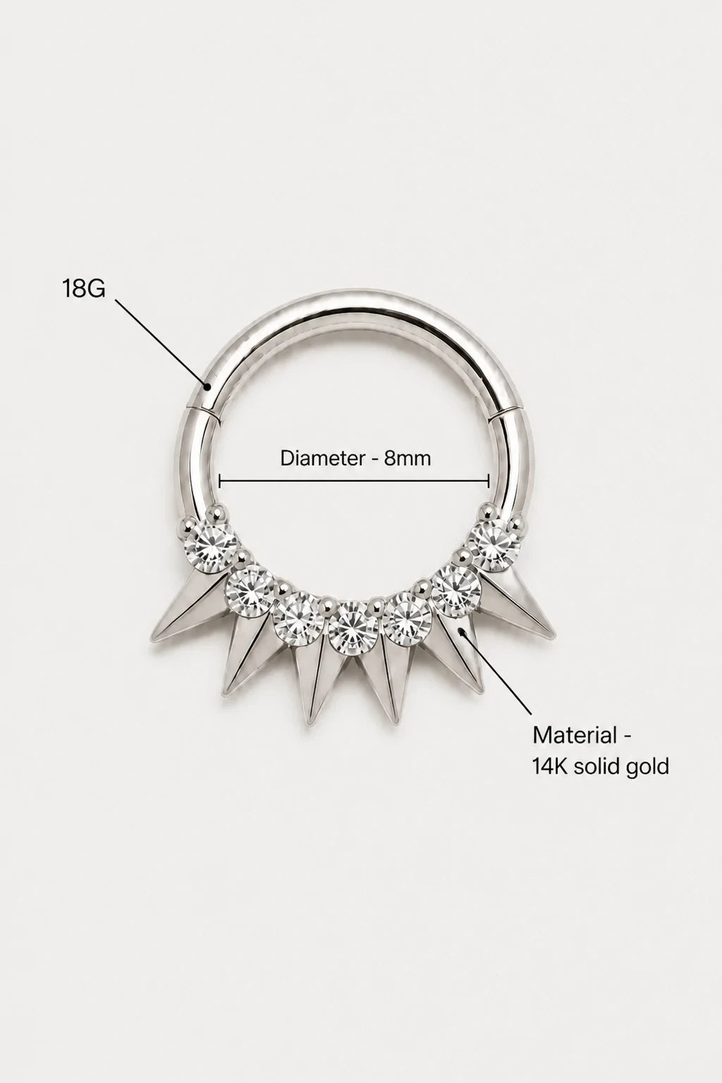 Spike Fringe Clicker · White Gold · Studio 3/3 Specs