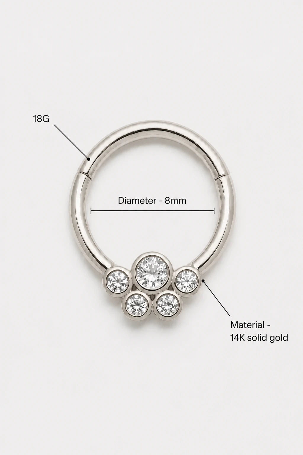 Five Stone Clicker · White Gold · Studio 3/3 Specs