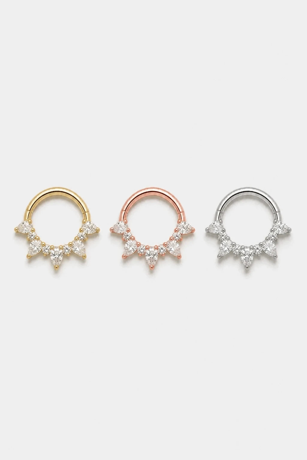 14k Gold Piercing Clicker mit Tropfen-Zirkonia · Yellow Gold · Studio 5/5 Colorways