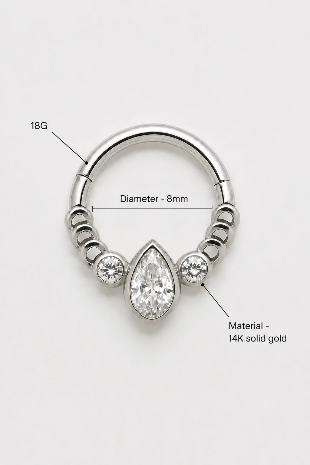 Pear Drop Clicker · White Gold · Studio 3/3 Specs
