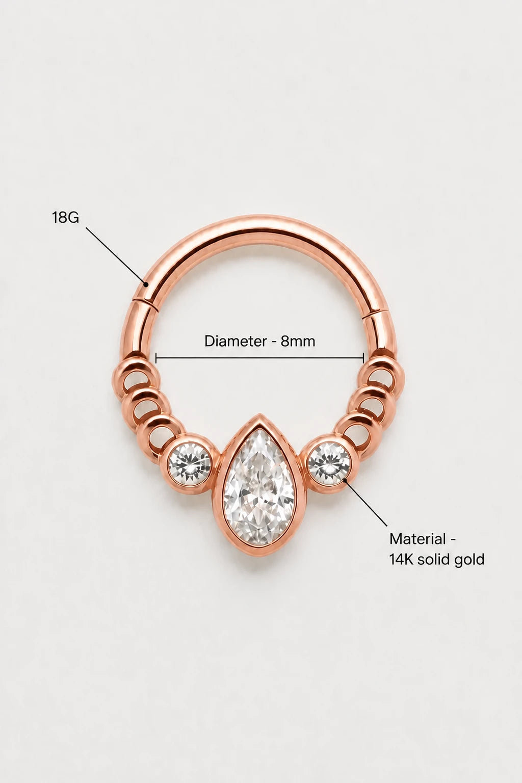 Pear Drop Clicker · Rose Gold · Studio 3/3 Specs