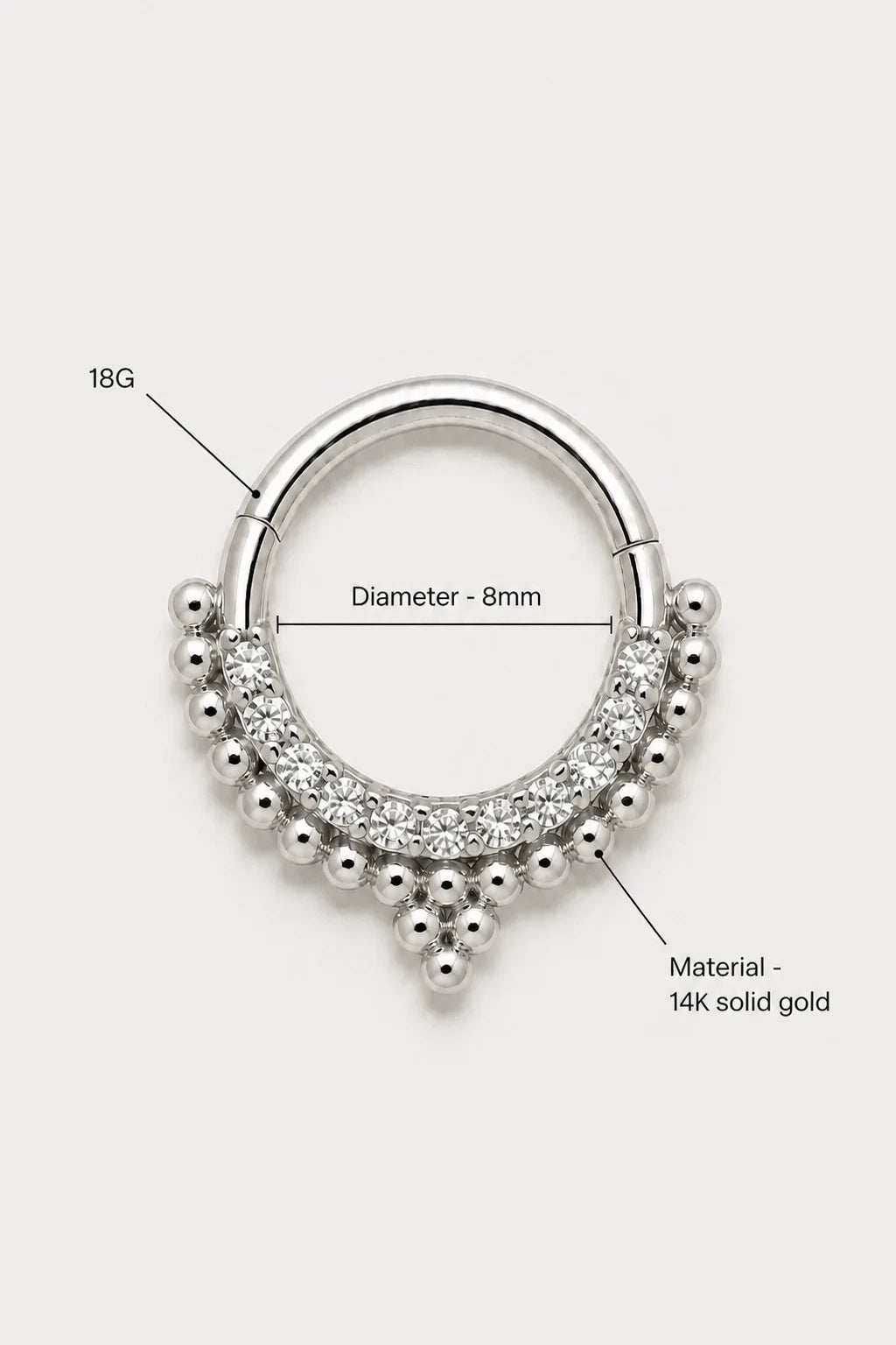 Beaded V Clicker · White Gold · Studio 3/3 Specs