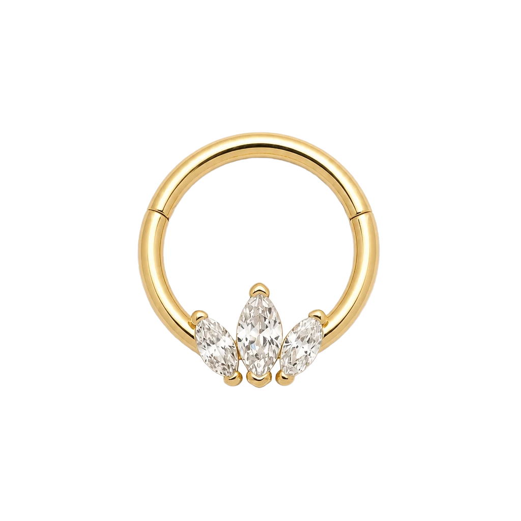Marquise Trio Clicker · Yellow Gold · Studio 4/8 BG Remove