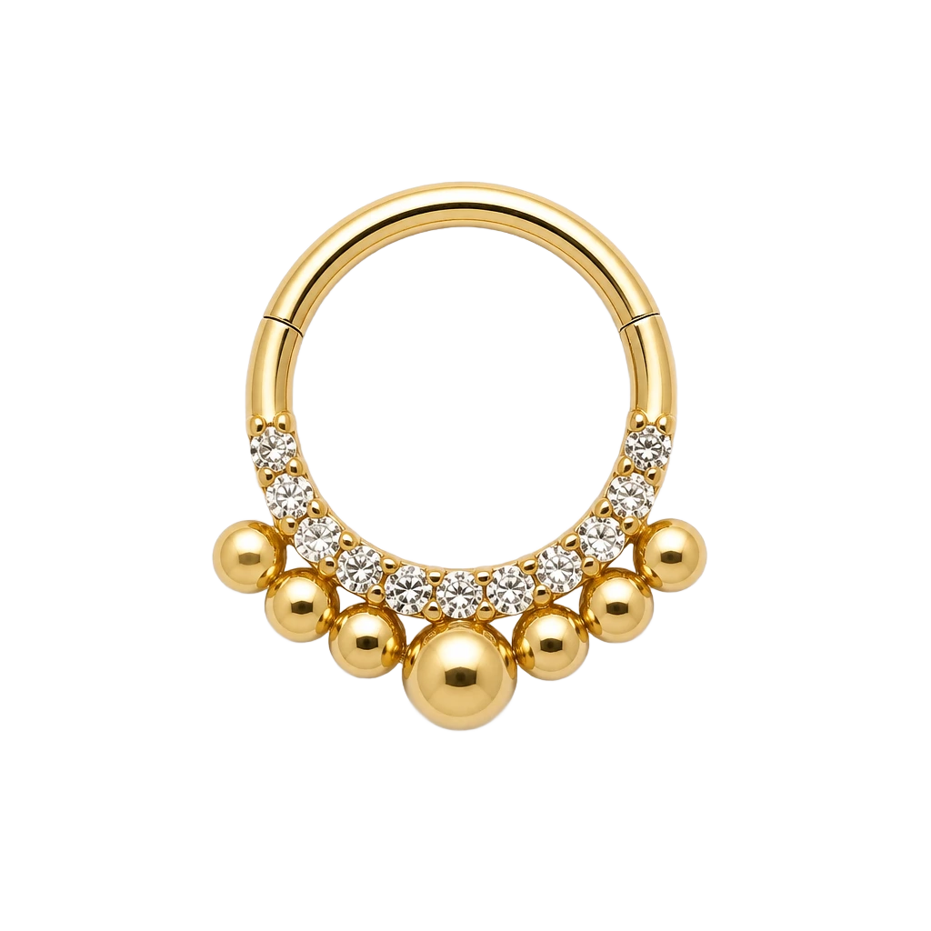 Beaded Pavé Clicker · Yellow Gold · Studio 4/8 BG Remove