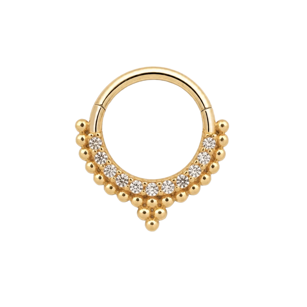 Beaded V Clicker · Yellow Gold · Studio 4/8 BG Remove