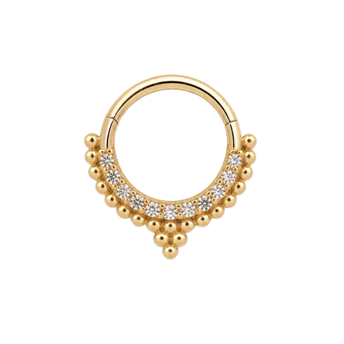 Beaded V Clicker · Yellow Gold · Studio 4/8 BG Remove [mj-base:003-0037] [mj-variant:001] [mj-role:variant_main] [mj-rank:0]