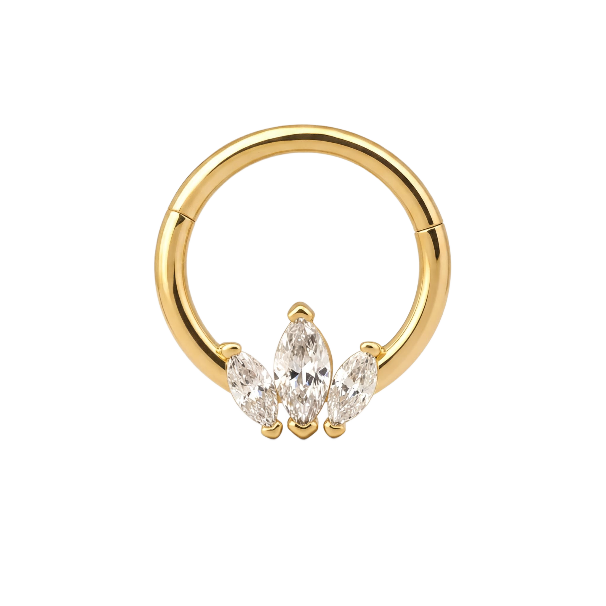 Marquise Trio Clicker · Yellow Gold · Studio 4/8 BG Remove