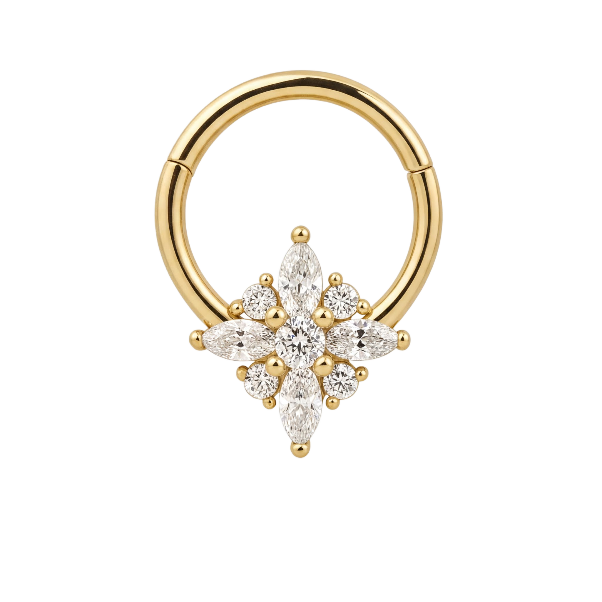 Marquise Bloom Clicker · Yellow Gold · Studio 4/8 BG Remove
