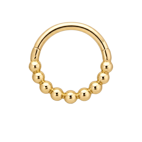 Bead Row Clicker · Yellow Gold · Studio 4/8 BG Remove [mj-base:003-0017] [mj-variant:001] [mj-role:variant_main] [mj-rank:0]